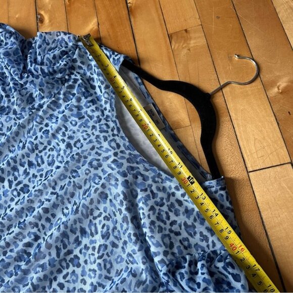 Baum Und Pferdgarten Sz XL Jocelyn Blue Mesh Leopard Print Midi Dress - Picture 11 of 13